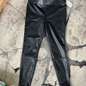 a new day Black Mid Rise Faux Leather Leggings